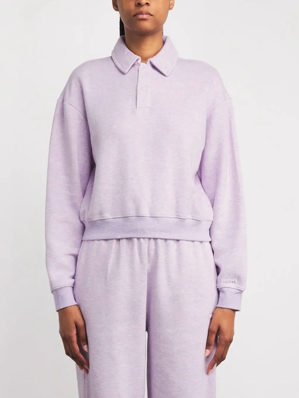 Skims light purple COTTON FLEECE POLO SWEATSHIRT